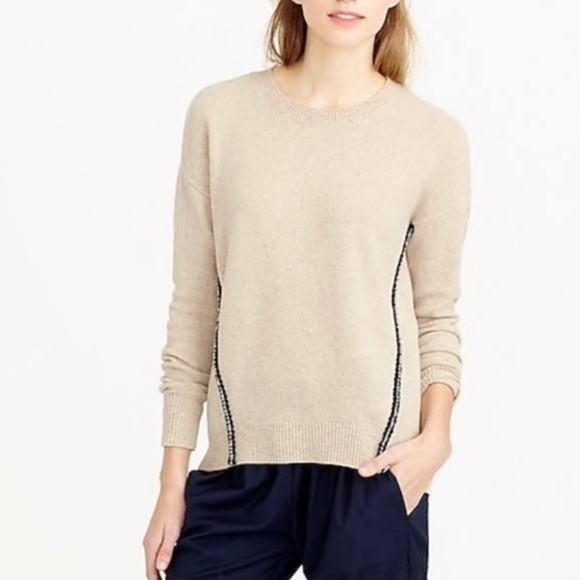 EUC J. Crew 100% Wool Sweater With Bling Stripe On Sides Size XXS. - Picture 2 of 8